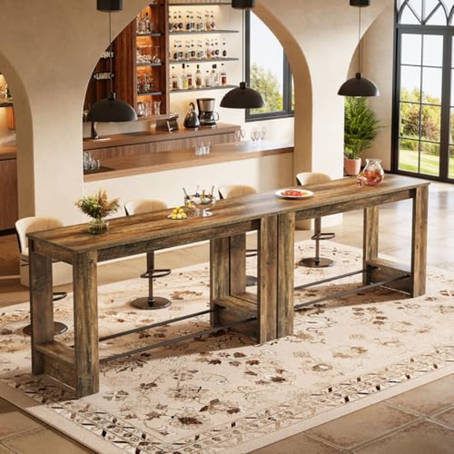 Home Bar And Counter - 63'' Bartisch-Set mit 2 Tischen, Thekenhöhe
