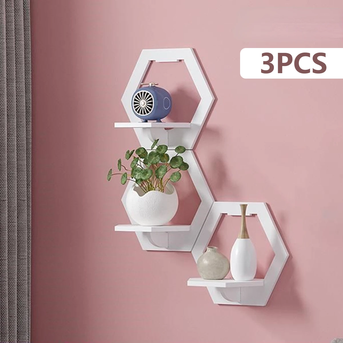 Home Bar Shelves - 3Pcs Hexagon Wand Regal Schlag Kostenloser