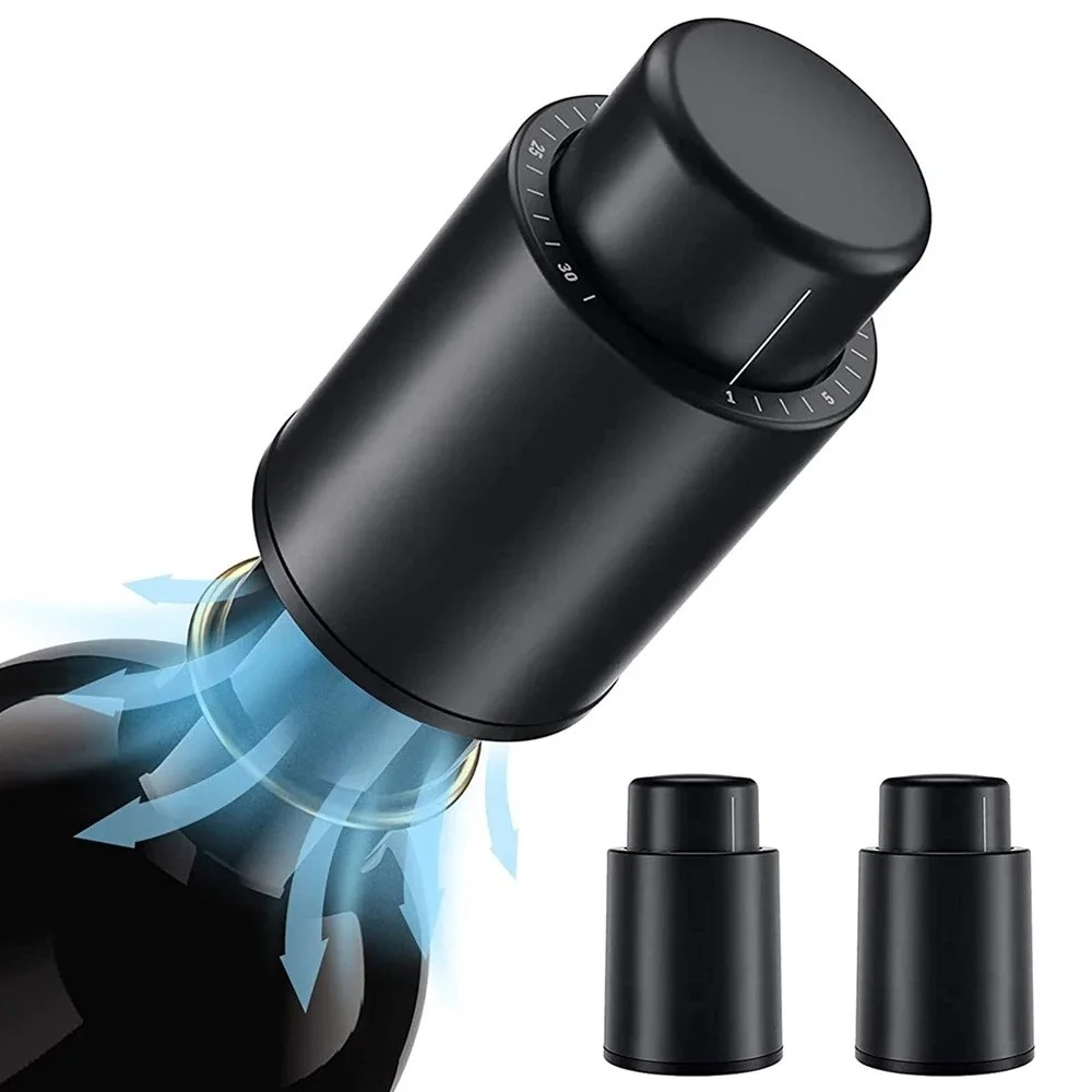 Wine Preservation Pump - Vakuum-Weinverschluss mit Druckmechanismus, Luftdichte Wiederverwendbare Versiegelung,