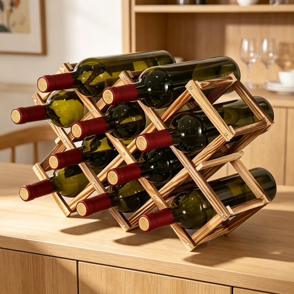 Home Bar Shelves - Zusammenklappbares Weinregal aus Holz, Flaschenhalter, Aufbewahrungsregal,