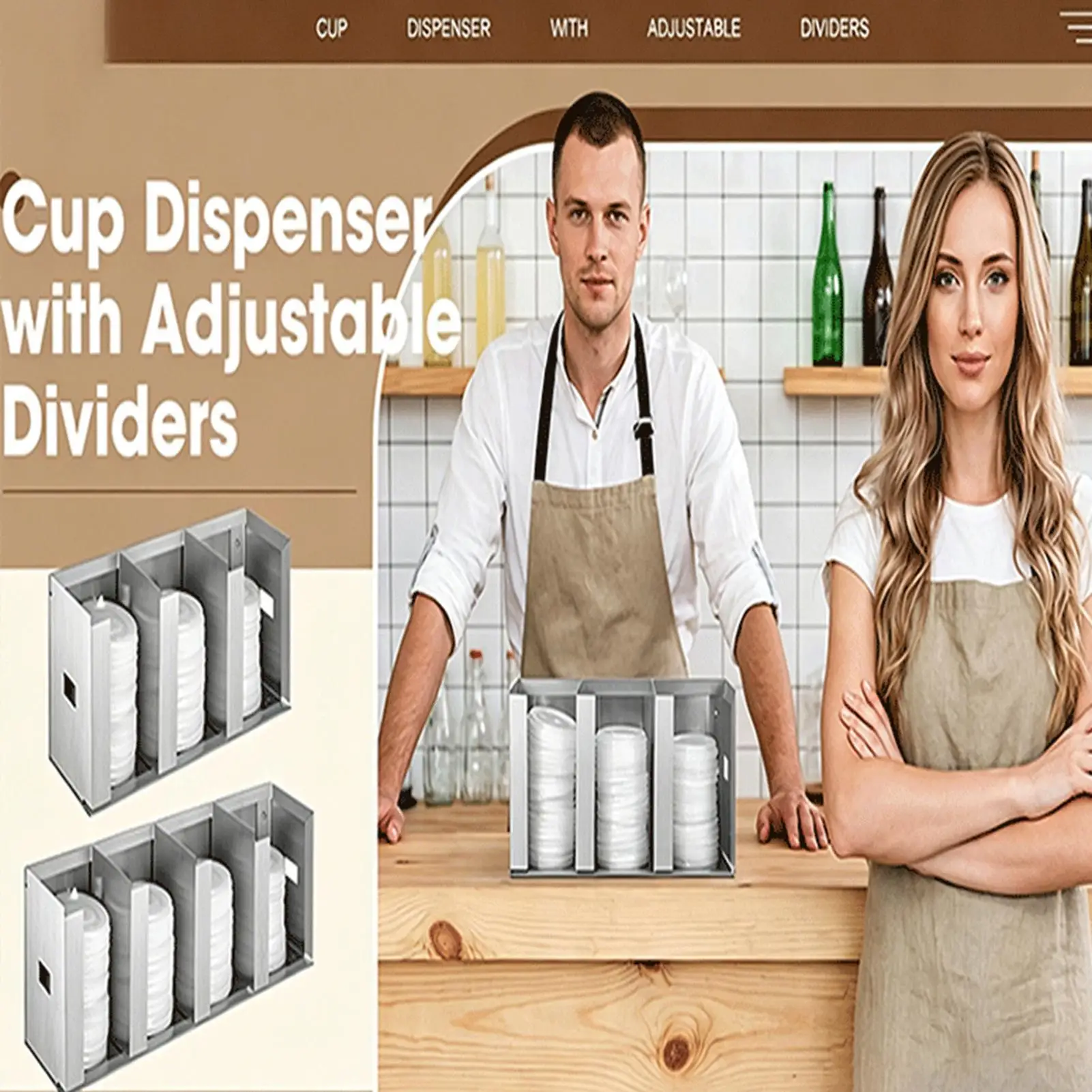 Home Bar And Coffee - Tassen- und Deckel-Organizer-Spender mit verstellbaren Trennwänden,