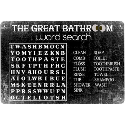 Home Bar Word - Lustiges Badezimmer-Wortfindspiel, Metall-Blechschild, Wanddekoration, für Zuhause,