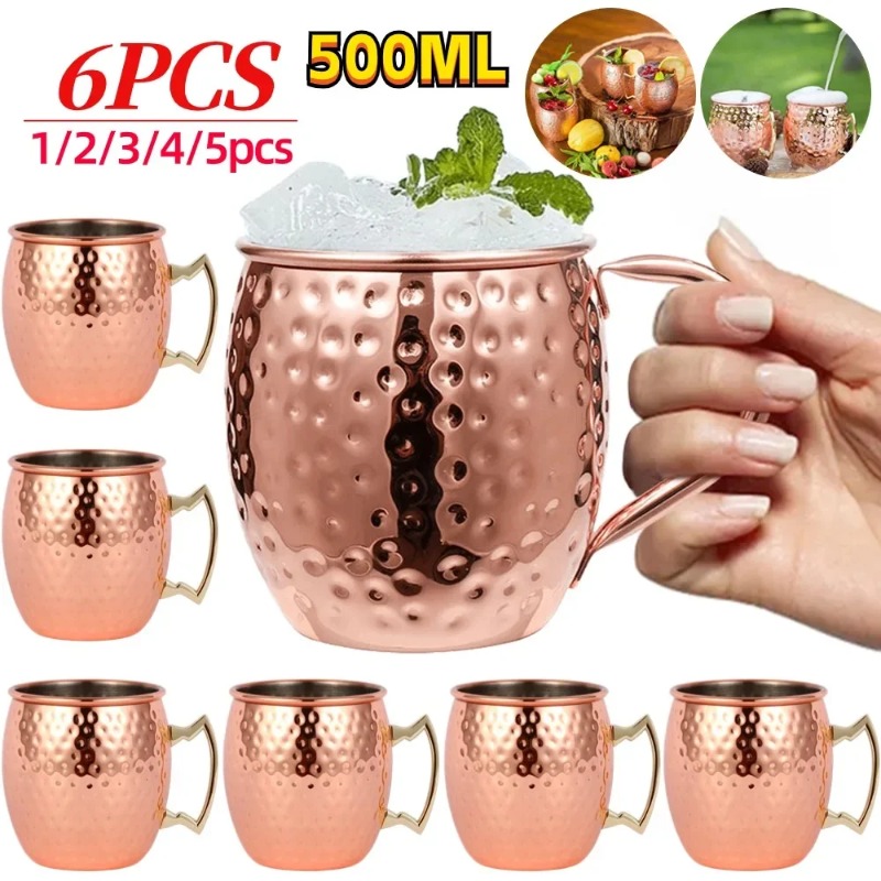 Mule Copper Mug - 1-6 Stück Cocktail-Weingläser Moscow Mule Becher