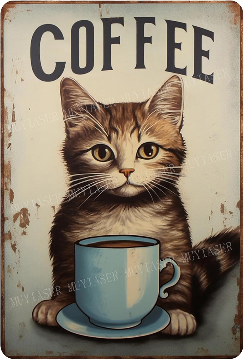 Home Bar And Coffee - Metallschilder mit Katzenmotiv, Kaffee-Design, Retro-Schilder, Vintage-Schilder,