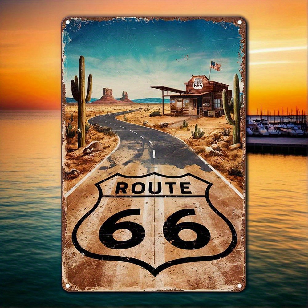 Home Bar And Kitchen - Vintage Route 66 Metallschild – Rustikale