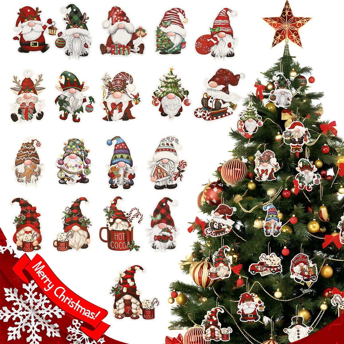 Home Bargains - 12 stücke Weihnachten Santa Gnome Papier