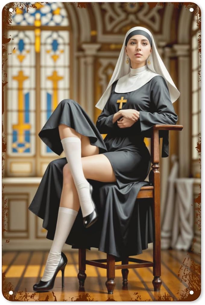 Home Bar And Kitchen - 1s, Vintage-Blechschild, Metall-Wanddekoration, Retro-Blechschild „The Nun“