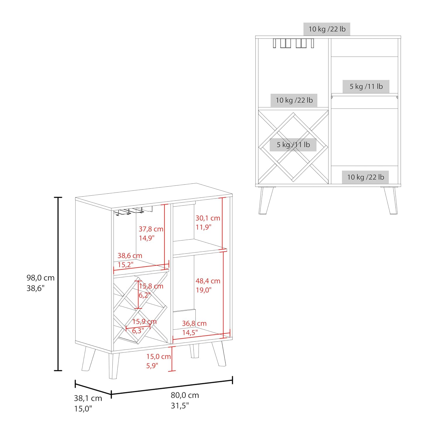 Eichenblauer Barschrank mit 4  – Home Bar Shelves Bewertung und Preis